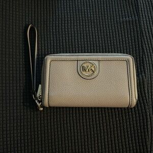 Michael Kors Pink and Gold large wristlet wallet phone wristlet